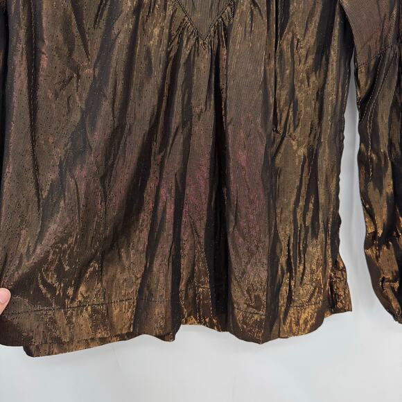 NEW Anthropolgie Amadi Bronze Metallic Top Blouse XSP Party Event Holiday XS - Picture 4 of 9